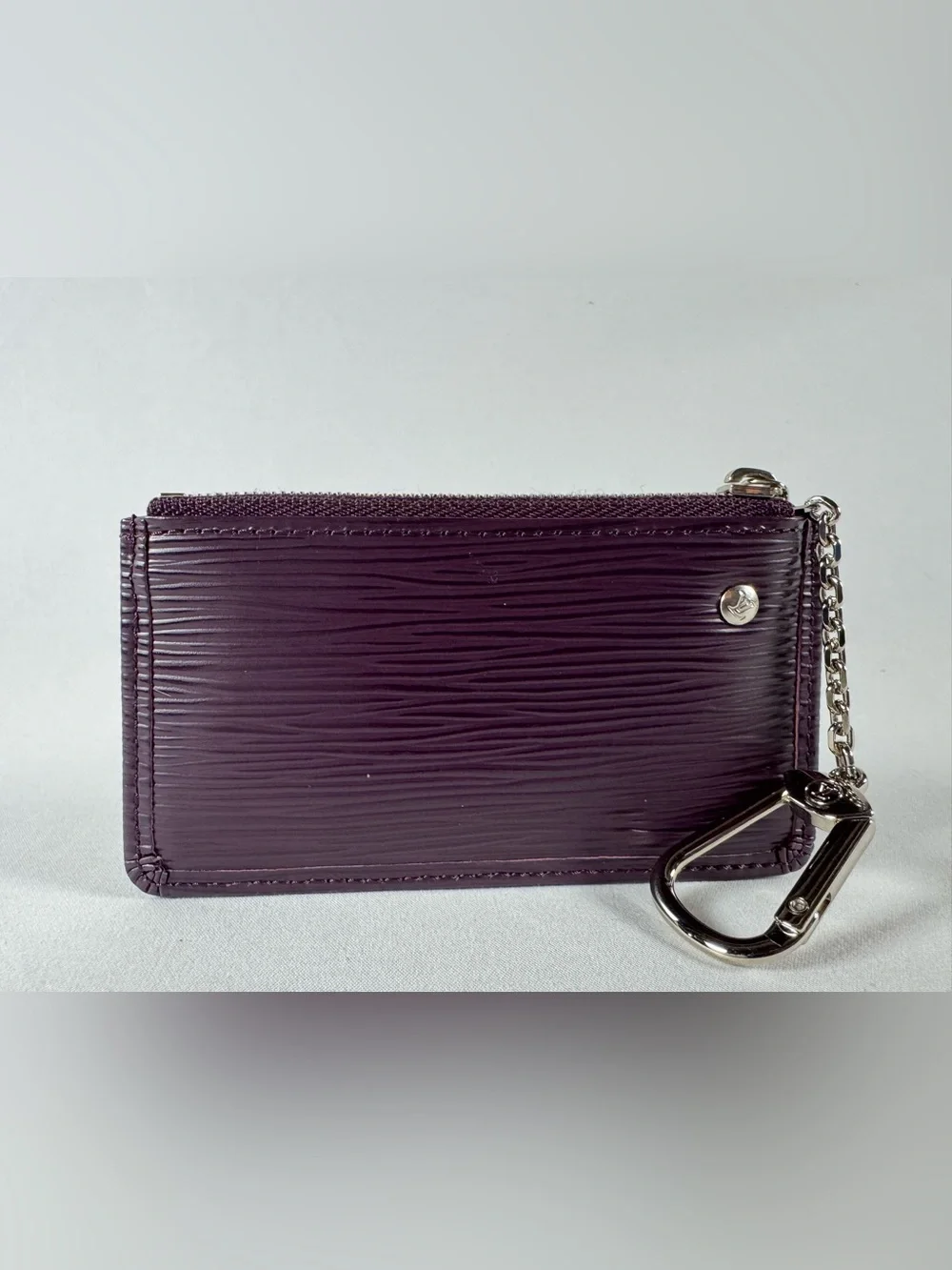 Louis Vuitton Pochette Cles: Purple Epi Leather Key Pouch with Silver Hardware